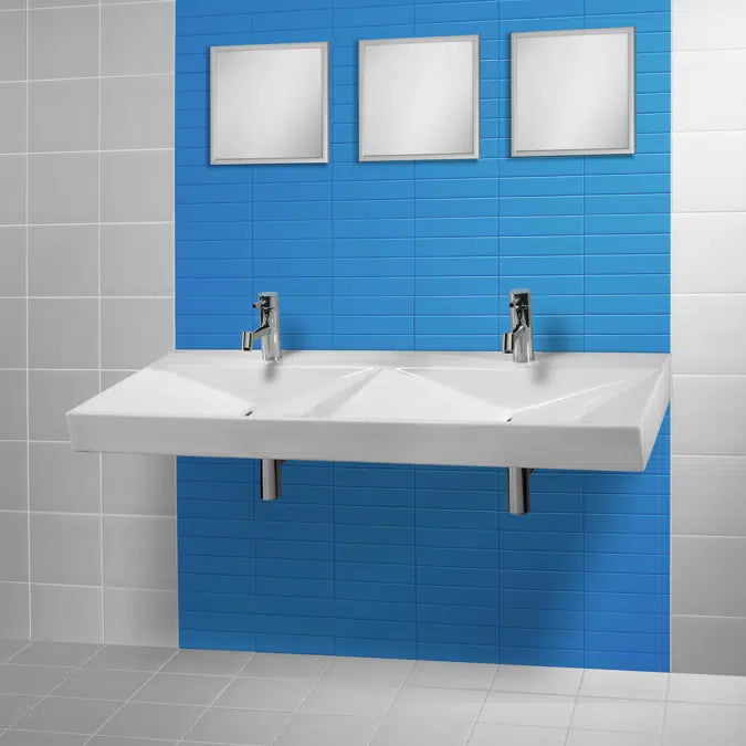 *** Lavamanos Suspendido Doble Flux 120 Con Huecos Para Grif. Bl
