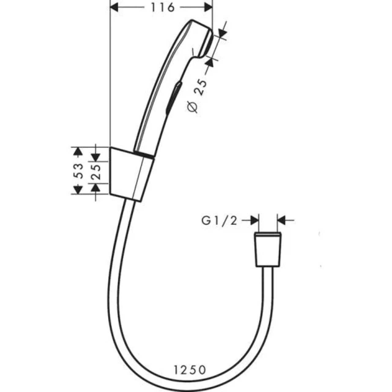 Ducha bidet Porter’S con manguera 125 cm – Cromo