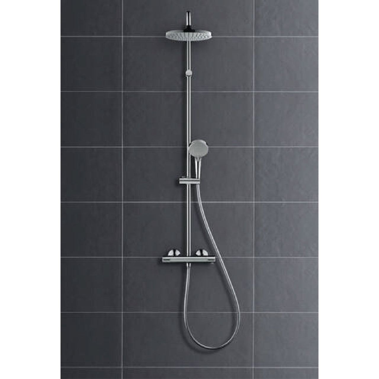 Showerpipe Vernis Blend 200 con mezclador termostático – Cromo