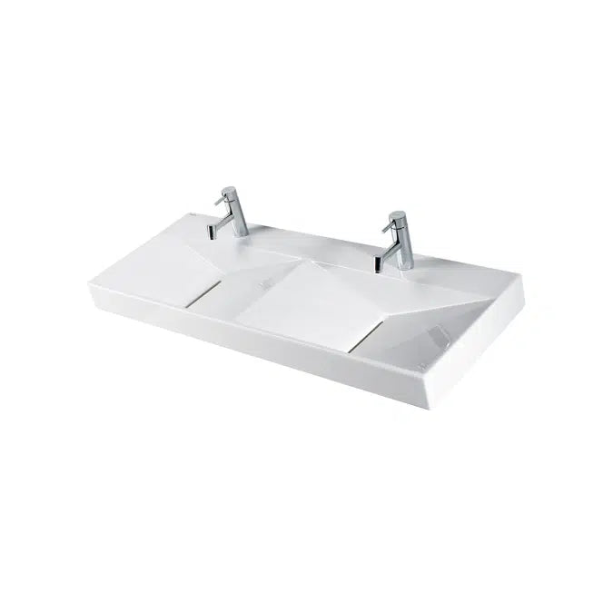 *** Lavamanos Suspendido Doble Flux 120 Con Huecos Para Grif. Bl