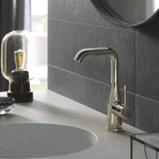Grifería de lavamanos monocontrol alta Essence size L polished nickel