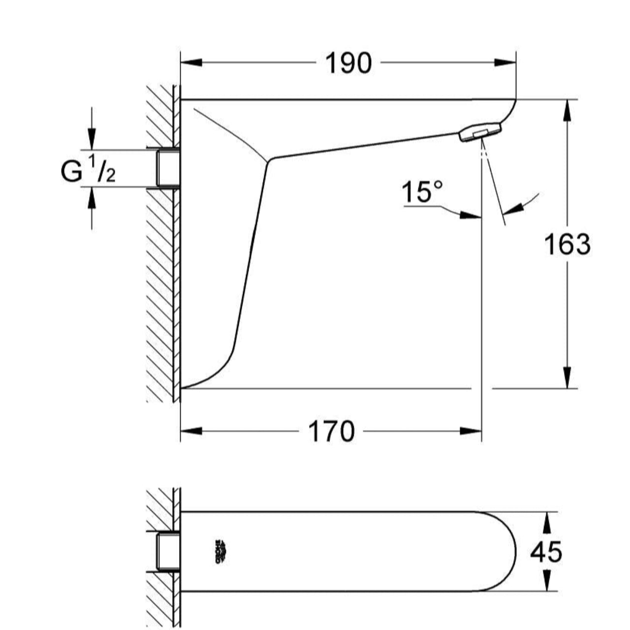 Grifería de pared con sensor Euroeco Cosmopolitan