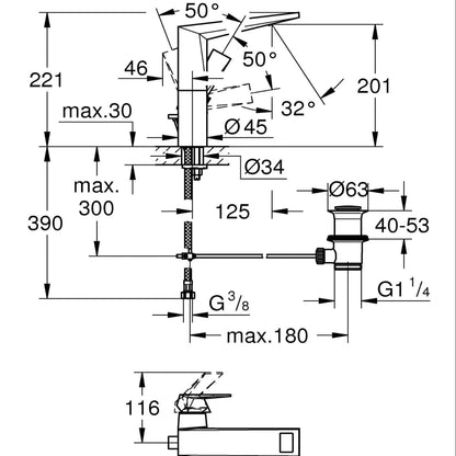 Grifería Monomando de Lavabo de 1/2″ tamaño L Allure Brilliant